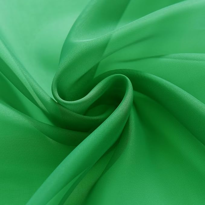 youleyar Solid Sheer Rod Pocket Curtain Voile Draperies 2 Panels White Beige Black Ivory Coffee 26 Inch Width 24 Inch Long 1 Pair for Kitchen Bedroom Children Living Room Yard(Green,26W x 24L)