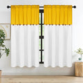 FRAMICS Farmhouse Cotton Linen Curtains for Living Room, Boho Button Curtains 63 inch Length, Rustic Country Linen Window Curtains for Bedroom, Rod Pocket Drapes, 52 x 63 Inch, Yellow and White