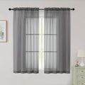 Sheer Grey Curtains for Bedroom Living Room 54 Inch Length 2 Panels Set, Solid Soft Airy Light Filtering Window Treatments, Modern Rod Pocket Drapes, Grey, 42" Wx54 L Inches