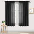 DWCN Black Sheer Curtains Semi Transparent Voile Rod Pocket Curtains for Bedroom and Living Room, 52 x 63 inches Long, Set of 2 Panels