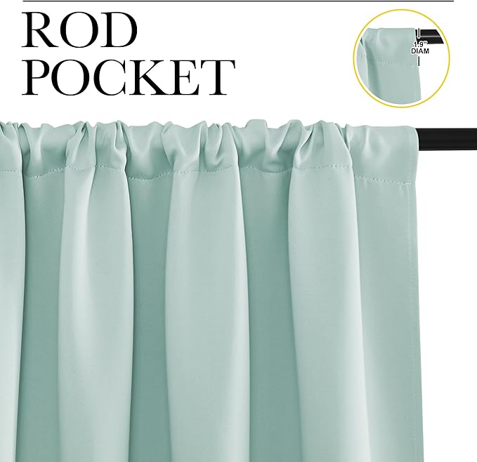NICETOWN Blackout Curtains for Living Curtains, Aqua Blue, 2 Panels, 42 by 84, Room Darkening Window Curtain Panels, Easy-Care Solid Thermal Insulated Draperies/Drapes for Daughter Room