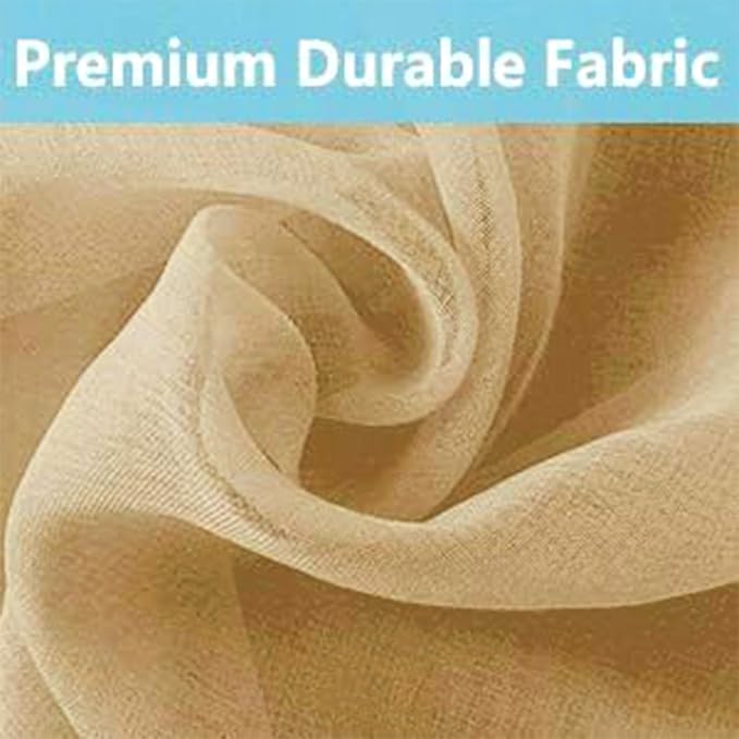 DWCN Taupe Sheer Curtains Semi Transparent Voile Rod Pocket Curtains for Bedroom and Living Room, 52 x 108 inches Long, Set of 2 Panels