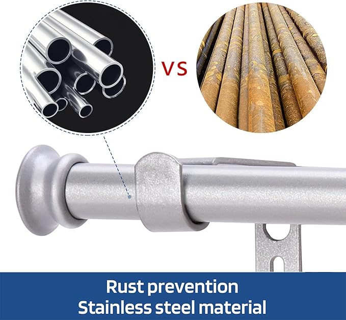 Small Curtain Rods for Windows 30" and 45" 5/8 Inch Standard Decorative Silver Curtain Rod with Brackets Easy to Install for Bedroom Living room Kitchen