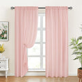 HOMEIDEAS Non-See-Through Blush Pink Privacy Sheer Curtains, 52 X 96 Inches Long 2 Panels Sheer Curtains Light Filtering Window Drapes for Bedroom Living Room