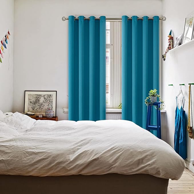 BGment Blackout Curtains - Grommet Thermal Insulated Room Darkening Bedroom and Living Room Curtains, Set of 2 Panels (52 x 84 Inch, Peacock Blue)