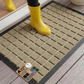 GORILLA GRIP 100% Waterproof All-Season WeatherMAX Doormat US Designed Natural Rubber, Stain and Fade Resistant, Low Profile Indoor Outdoor Door Mats, Easy Clean Patio Mat, 23x35, Taupe Grid