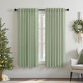 Sage Green Curtains 38 Inch Width for Kitchen Doors 2 Panels Back Tab Rod Pocket Linen Cafe Tier Light Filtering Short Sheer Light Green Curtains for Bathroom Laundry Farmhouse Decor Wide 38x45 Length