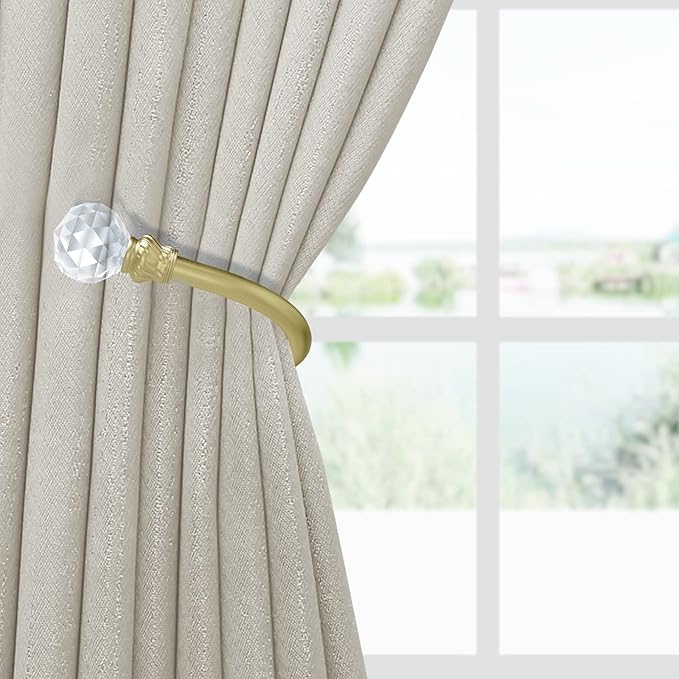Hion Curtain Holdbacks Gold 2pcs, Curtain Tiebacks Wall Mounted Curtain Hooks Holders for Drapes