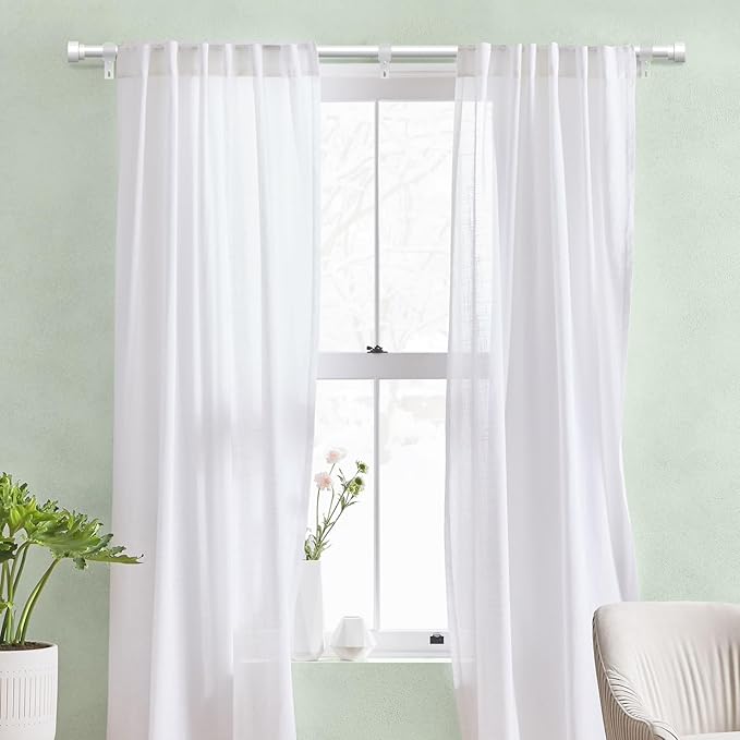 IFELS 2 Pack Heavy Duty Curtain Rods for Windows 28 to 48 Inch, 1 Inch White Adjustable Curtain Rod Set with Easy Installation and Modern Design (A1,White,30-60",2Pack)