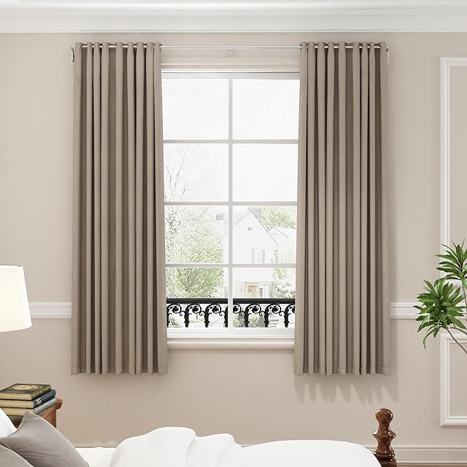 ENJOYBASICS Blackout Curtain rod for windows 48 to 84, Wrap Around Curtain Rods for Bedroom, Living Room, Adjustable from 30 to 86 Inches, Silver
