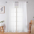 White Sheer Curtains for Bedroom Living Room 96 Inches Long 2 Panels, Modern Airy Soft Lightweight Rod Pocket Light Filtering Sheer Curtains Drapes, White, Each 59" Wx96 L Inch