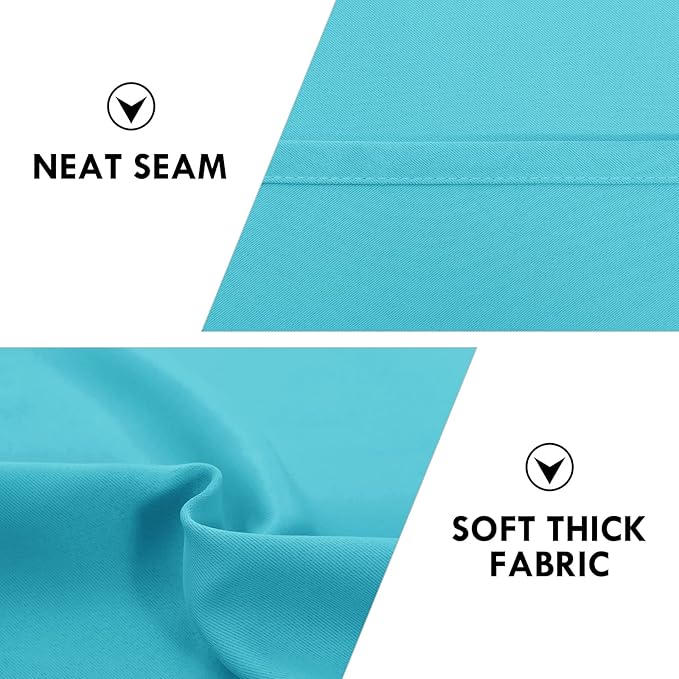 DWCN Blackout Curtains Room Darkening Thermal Insulated Bedroom Curtains Window Treatments, 42 x 45 inches Long, Set of 2 Turquoise Rod Pocket Drapes