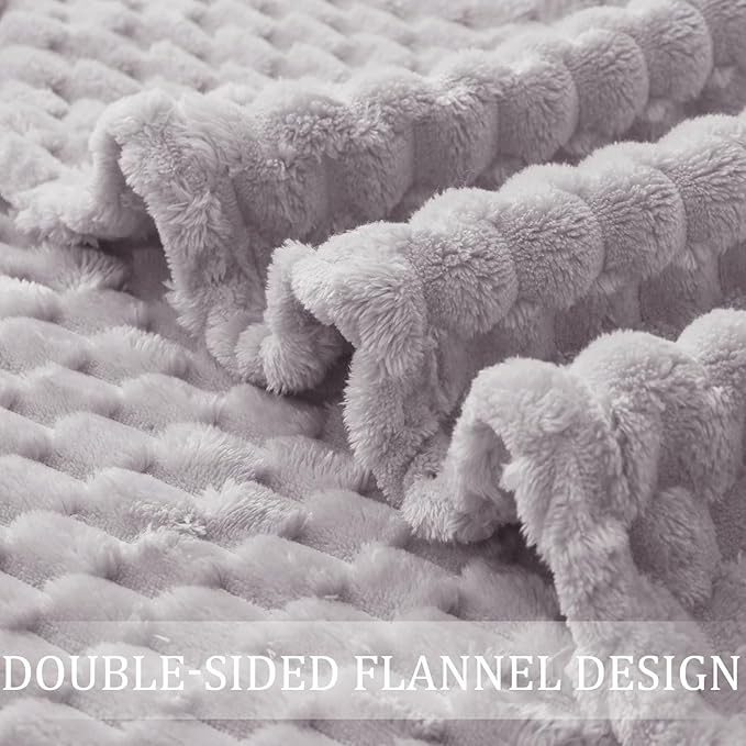 Exclusivo Mezcla Fleece Queen Blanket for Bed, Extra Large Fuzzy Light Grey Bed Blankets, Soft Cozy Plush Sofa Throws for All Seasons, 90x90 Inches