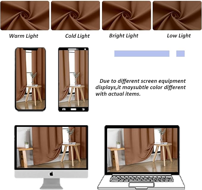 Simplebrand Sun Baked Blackout Curtains for Bedroom 96 Inches Long 2 Panels, Solid Thermal Insulated, Energy Saving Living Room Window Treatment Curtains Blackout Drapes, W50 x L96 Inch, Sun Baked