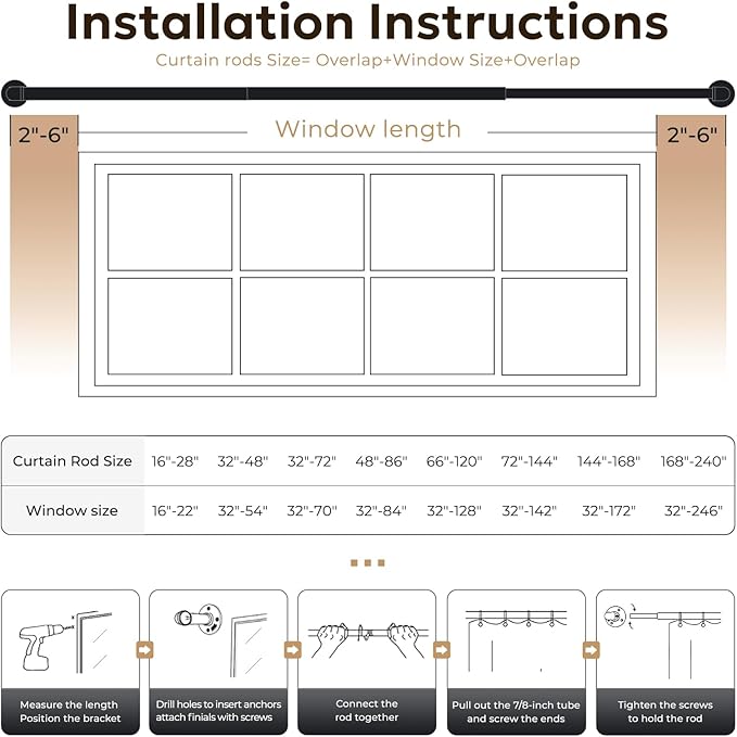 Zeerobee Curtain Rods for Windows 66 to 120, 1 Inch Industrial Wrap Around Grey Curtain Rod, Indoor/Outdoor Room Divider Adjustable Drapery Pole, 66"-120"
