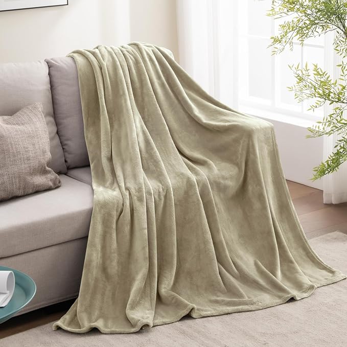 BEDELITE Fleece Blanket Oat Linen Throw Blankets for Couch & Bed, Luxury Plush Cozy Fuzzy Blanket 50x60 inches, Super Soft Warm Lightweight Throw Blanket for Travel Camping