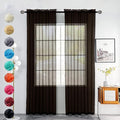 youleyar Solid Sheer Rod Pocket Curtain Voile Draperies 2 Panels White Beige Black Grey Coffee 52 Inch Width 72 Inch Long 1 Pair for Kitchen Bedroom Children Living Room Yard(Coffee,52Wｘ72L)