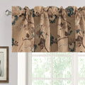 H.VERSAILTEX Blackout Curtain Valances for Kitchen Window/Living Room/Bathroom Privacy Added Rod Pocket Home Decoration Winow Valance, 52" W x 18" L, Floral in Brown and Blue