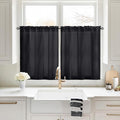 HOMEIDEAS Halloween Non-See-Through Black Privacy Sheer Kitchen Curtains, 30 X 36 Inches Long 2 Panels Short Sheer Curtains Light Filtering Bathroom Window Drapes for Bedroom Living Room
