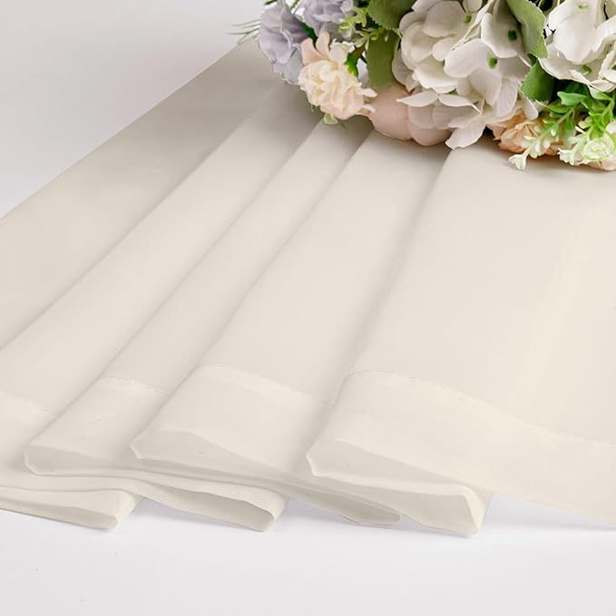 Gwine Cream Sheer Curtain Tiers 24 Inch Length 2 Panels, Light Filtering Voile Short Curtain for Living Room Bedroom, Rod Pocket Curtains for Small Windows 42x24 Inch, 2PCS