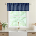 Navy Blue Valances for Windows, Light Filtering Faux Linen Textured Small Short Window Curtain for Bathroom Basement Farmhouse, Rod Pocket Top Half Curtains for Windows, 60Wx14L Inch