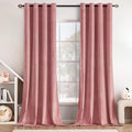 MIULEE Blush Pink Velvet Curtains Thermal Insulated Soundproof Room Darkening Long Blackout Curtains Grommet Window Black Out Drapes for Home Theatre/Girls Room/Wedding Decor 96 Inch Length Set of 2