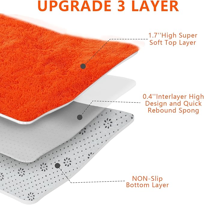 Orange Shag Area Rugs for Bedroom Living Room,6X9 Ultra Soft Fluffy Area Rugs for Dorm, Indoor Carpet Nursery Rugs for Kids Room Home Halloween Decor