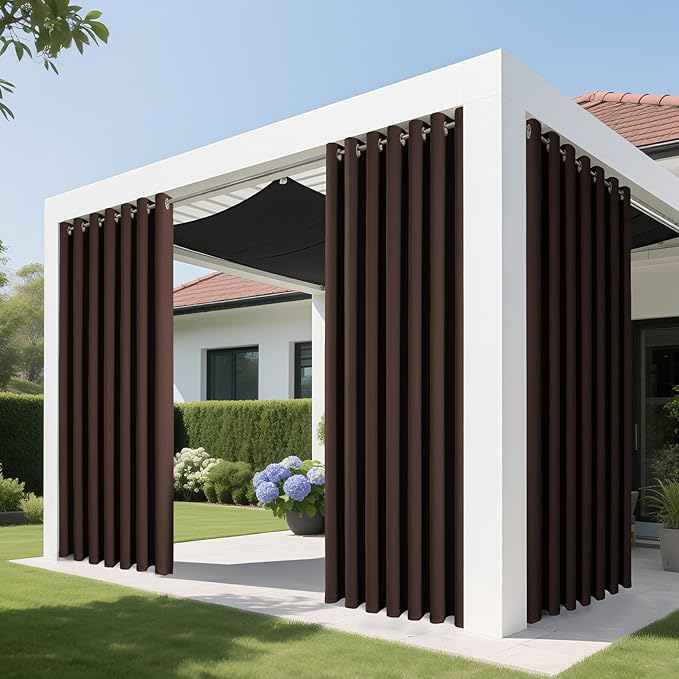 Joydeco Blackout Patio Sliding Door Curtains 96 Inches Long, Grommet Privacy Room Divider Curtains, Extra Wide Thermal Blackout Drapes for Bedroom Living Room (Chocolate, 70Wx96L, 1 Panel)