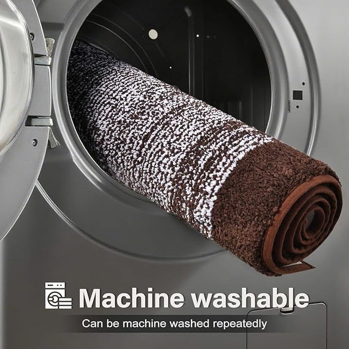 36x24 Large Bathroom Rugs Washable Non Slip, Brown Bath Mat for Bathroom Floor Tub, Soft Absorbent Quick Dry Mats for Shower, Bathtub,Home Decor