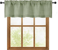 OWENIE Sage Green Valances for Windows 1 Pcs, Light Filtering Textured Farmhouse Short Small Valance Curtains for Bathroom Basement Living Room Bedroom, Rod Pocket Half Curtains Over Sink, 52" Wx14 L