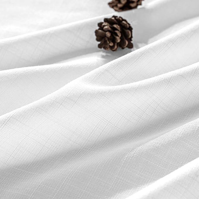 MIULEE White Linen Curtains 80 Inch Length 2 Panels for Bedroom Living Room, Soft Thick Linen Textured Back Tab Window Drapes Semi Sheer Light Filtering Rod Pocket Modern Farmhouse Decor