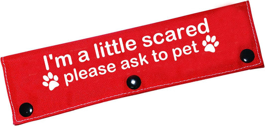 Funny Dog Leash Sleeve I'm a Little Scared Please Ask to pet Leash Wrap Alert Hanging ID Patch Tag Pet Birthday Gift(Little Scared-Sleeve)