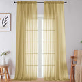 Extra Long Gold Sheer Curtains for Bedroom Living Room 108 Inches Long 2 Panels Set, Solid Soft Light Filtering Rod Pocket Sheer Window Curtains, Gold, Each 59" Wx108 L Inch