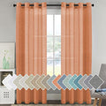 H.VERSAILTEX Linen Curtains Natural Linen Blended Curtain Panels for Living Room/Light Reducing Linen Semi Sheer Curtains 2 Panels Set Nickel Grommet Window Panels (52x96 Inch, Orange)