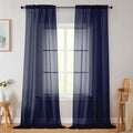 Navy Blue Sheer Curtains for Bedroom Living Room 96 Inches Long 2 Panels, Modern Airy Soft Lightweight Rod Pocket Light Filtering Sheer Curtains Drapes, Navy Blue, Each 42" Wx96 L Inch