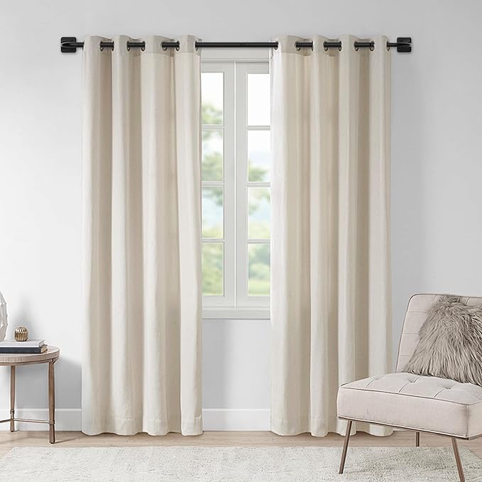 UIOSANRT Curtain Rods for Windows 66 to 120 Inch, 5/8" Diameter Black Ceiling Mount, Warp Around Long Curtain Rod for Bedroom Living Room Blackout