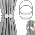 Melaluxe 2 Pack Magnetic Curtain Tiebacks, Decorative Curtain Holdbacks for Window Décor (Grey)