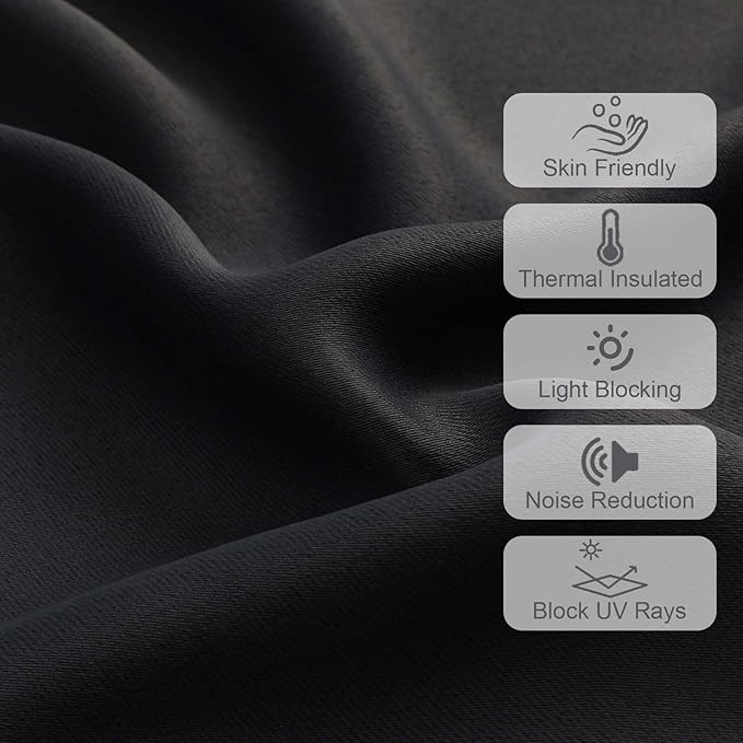 Chyhomenyc Black Blackout Valances for Windows, Short Window Valance Curtains for Living Room Bedroom Bathroom, Room Darkening Solid Privacy Small Kitchen Valances, 60Wx16L, 2 Pack