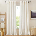 NICETOWN Linen Burlap Curtains Extra Long 120 inch, Grommet Privacy with Light Filtering Semi Sheer Curtains & Drapes Linen Blend for Bedroom/Living Room, W52 x L120, 2 Panels