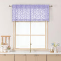 Chyhomenyc Light Purple Sheer Valances for Windows 18 Inch Length 2 Pcs, Light Filtering Leaf Textured Cafe Short Kitchen Curtains, Top Small Curtain for Living Room Bedroom Basement, 42" W x 18" L