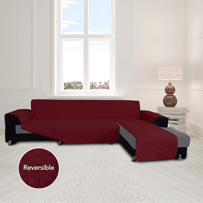 Easy-Going L Shape Sofa Slipcover Chaise Reversible Protector Cover for Pets Dog (X-Large, Christmas Red)