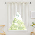 RYB HOME Window Topper Valances - Flax Linen Curtains Half Privacy Protected Soften Sunlight Sheer Curtains for Kitchen, Living Room, Guest Room, Linen, Wide 36 x Long 63, 2 Pack