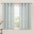 LAMIT Semi Sheer Linen Curtains 54 Inch Length 2 Panels, Greyish Blue Light Filtering Panels Bronze Grommet Neutral Drapes for Bedroom/Window/Dining Room, 52 x 54 Inch