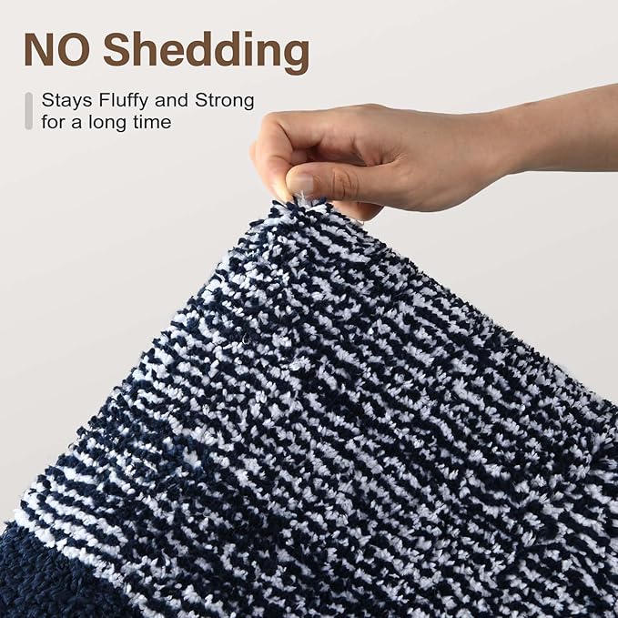 48x32 Large Bathroom Rugs Washable Non Slip, Dark Blue Bath Mat for Bathroom Floor Tub, Soft Absorbent Quick Dry Mats for Shower, Bathtub,Home Decor