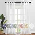 NICETOWN White Linen Curtains 108 inches Extra Long 2 Panels Set, Grommet Open Linen Elegant Privacy Semi Sheer Vertical Drapes for Farmhouse/French Door/Living Room, W52 x L108
