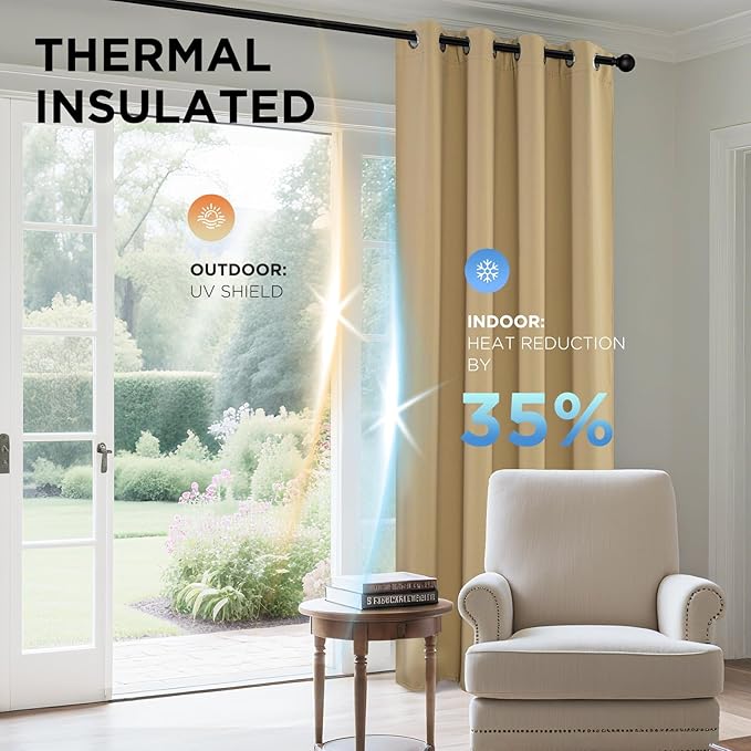 Joydeco Blackout Curtains 45 Inch Length 2 Panels Set, Thermal Insulated Long Curtains& Drapes 2 Burg, Christmas Drapes for Living Room Bedroom Window