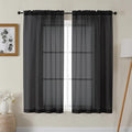 Gwine Black Sheer Curtains 63 Inch Length for Living Room 2 Panels, Light Filtering Rod Pocket Window Curtain Treatment for Bedroom, Voile Elegant Sheer Drapes，Each 42" Wx63 L, Black