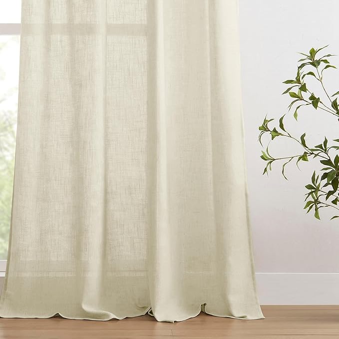 Joydeco Linen Curtains 72 Inch Length 2 Panels Set, Light Filtering Curtains for Bedroom Living Room,Linen Blend Drapes 52 Inches Wide with Back Tab Rod Pockets (W52 x L72 Inch, Natural)