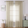 Lecloud Taupe Sheer Curtains 90 Inches Long 2 Panels, Elegant Light Filtering Voile Breathable Curtains, Solid Window Treatments with Dual Rod Pocket for Dining Room Bedroom, Each 42" W x 90" L