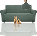 ZNSAYOTX Super Stretch Couch Cover (72"-92") Universal Sofa Covers with Elastic Bottom, Dog Cat Pets Friendly Washable Furniture Protector Fitted Sofa Slipcovers Stay in Place (Pea Green, Sofa)